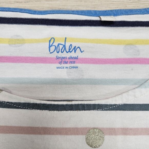 Boden Girls Longsleeve Stripe Shirt Size 14 Colorful Polka Dot - Picture 5 of 9